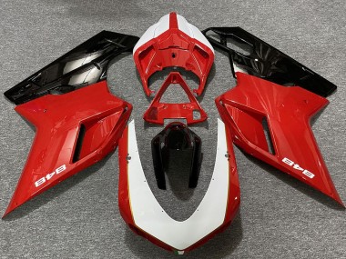 Online Blanco Rojo Negro Brillante Carenado Moto Ducati 848 2007-2014