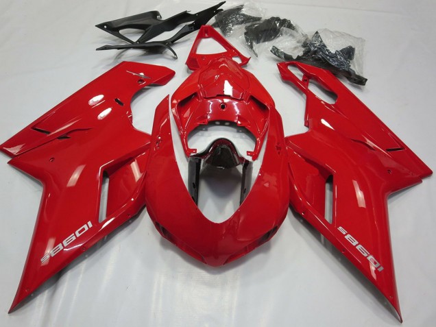 Online Rojo Brillante Negro Brillante Carenado Moto Ducati 1098 2007-2014