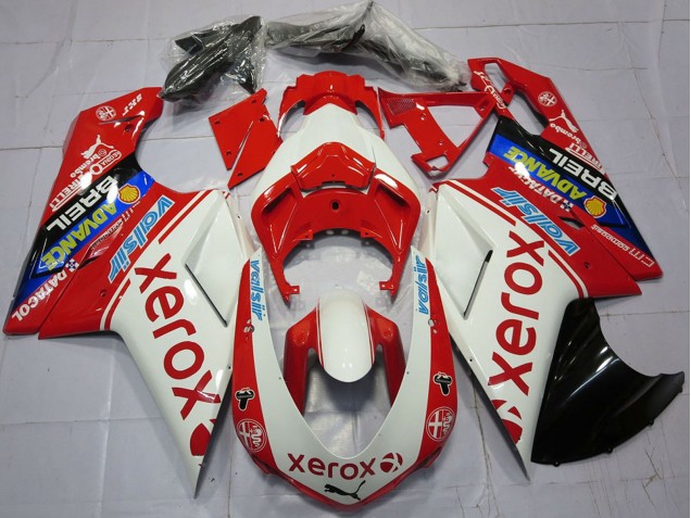 Online Blanco Rojo Azul Negro Brillante Valsir Xerox Carenado Moto Ducati 848 1098 1198 2007-2014
