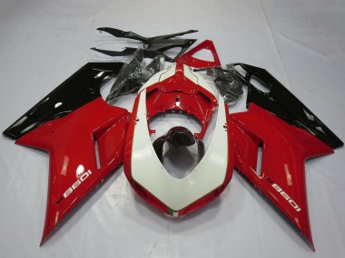 Online Rojo Brillante Blanco Negro Brillante Carenado Moto Ducati 1098 2007-2014