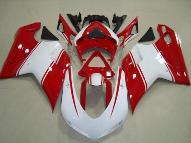 Online Blanco Rojo Carenado Moto Ducati 848 1098 1198 2007-2014