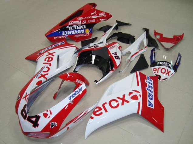 Online Blanco Rojo Azul Negro Brillante Valsir Xerox 84 Carenado Moto Ducati 848 1098 1198 2007-2014