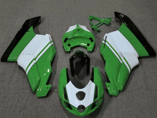 Online Blanco Verde Negro Brillante Carenado Moto Ducati 749 999 2003-2004