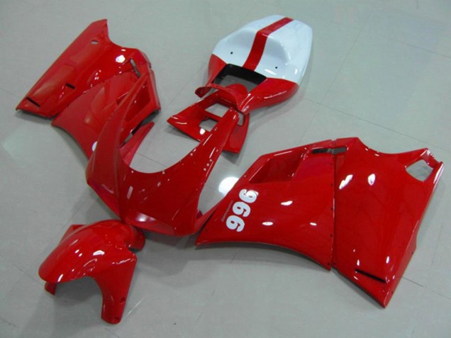 Online Rojo Brillante Blanco Carenado Moto Ducati 996 1993-2005