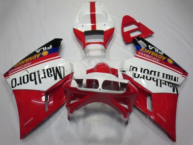 Online Blanco Rojo Negro Brillante Marlboro Carenado Moto Ducati 748 916 996 998 1993-2005