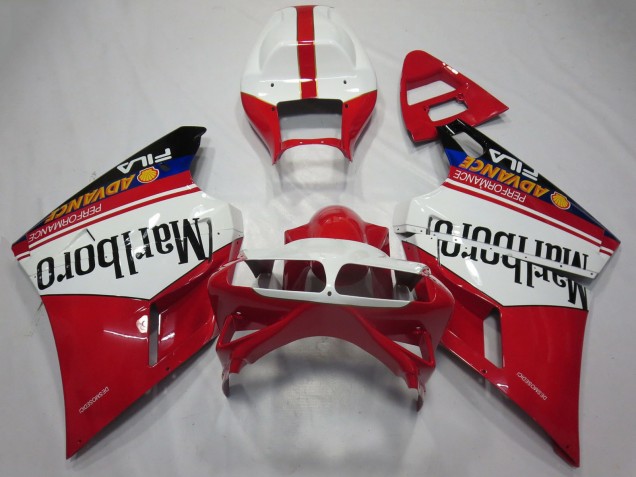 Online Blanco Rojo Negro Brillante Marlboro Carenado Moto Ducati 748 916 996 998 1993-2005