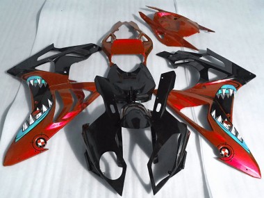 Online Rojo Negro Brillante Tiburón Carenado Moto BMW S1000RR 2017-2018