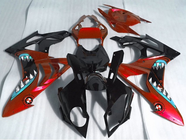 Online Rojo Negro Brillante Tiburón Carenado Moto BMW S1000RR 2017-2018
