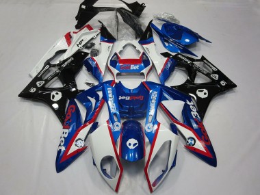 Online Blanco Rojo Azul Negro Brillante OroBet HP Carenado Moto BMW S1000RR 2009-2014