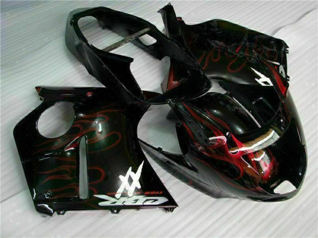 Online Negro Brillante Rojo Llama Carenados Moto ABS Honda CBR1100XX Blackbird 1996-2007