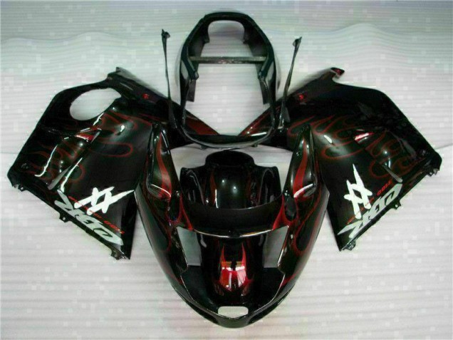 Online Negro Brillante Rojo Llama Carenados Moto ABS Honda CBR1100XX Blackbird 1996-2007