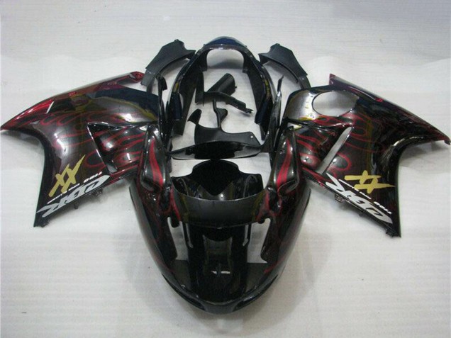 Online Negro Brillante Rojo Llama Carenado Moto ABS Honda CBR1100XX Blackbird 1996-2007