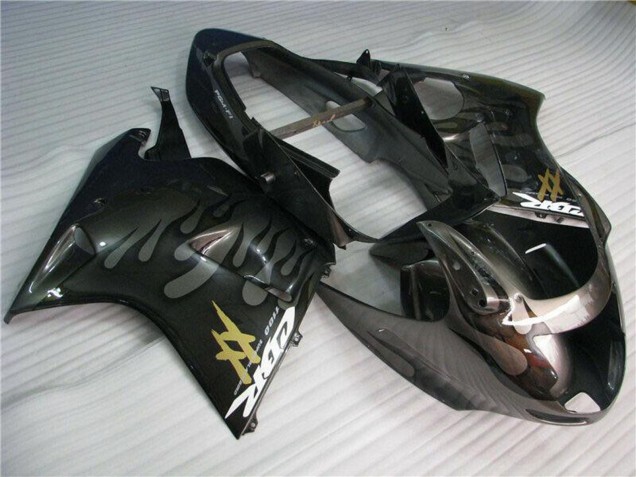 Online Negro Brillante Plata Llama Carenado Moto Honda CBR1100XX Blackbird 1996-2007