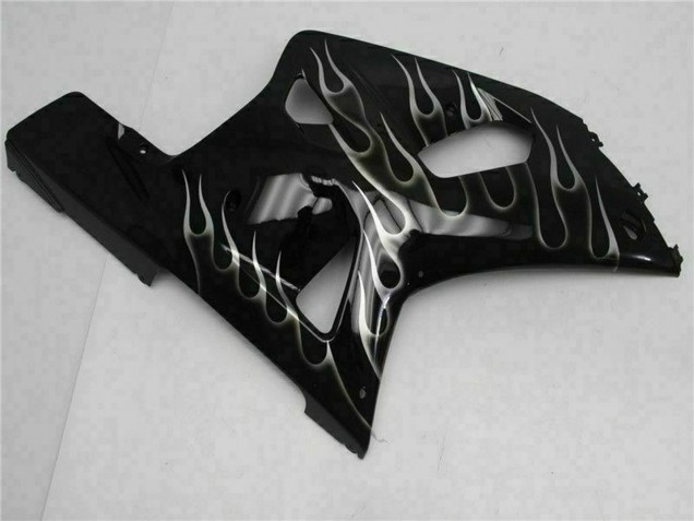 Online Negro Brillante Plata Llama Carenado Moto Suzuki GSXR 600/750 2001-2003