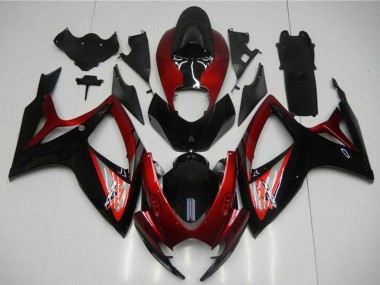 Online Rojo Negro Brillante Carenados Moto Suzuki GSXR 600/750 2006-2007