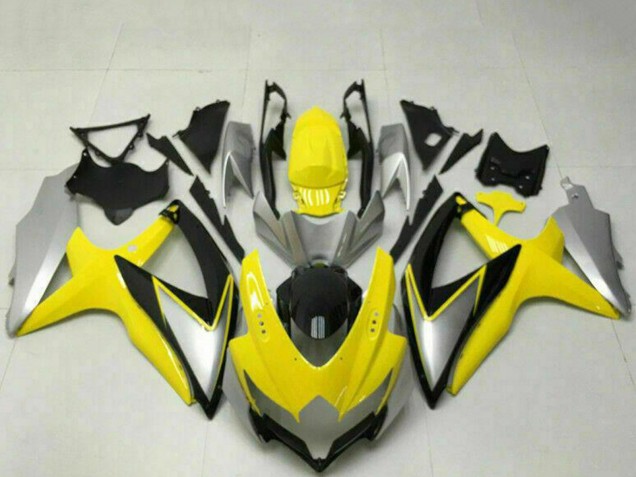 Online Amarillo Plata Negro Brillante Carenado Moto Suzuki GSXR 600/750 2008-2010
