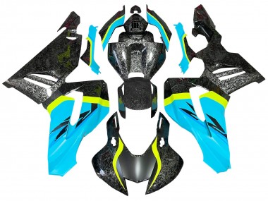 Online Azul Claro Amarillo Negro Falsificado FibraCarbono Carenado Moto Honda CBR1000RR-R 2020-2023