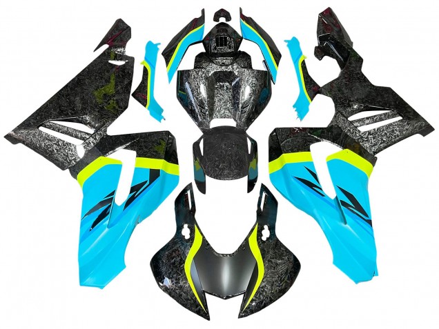 Online Azul Claro Amarillo Negro Falsificado FibraCarbono Carenado Moto Honda CBR1000RR-R 2020-2023