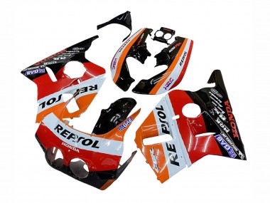 Online Naranja Blanco Rojo Negro Brillante Repsol HRC Carenado Moto Honda CBR400RR NC23 1987-1989