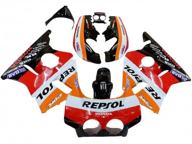 Online Naranja Blanco Rojo Negro Brillante Repsol HRC Carenado Moto Honda CBR400RR NC23 1987-1989
