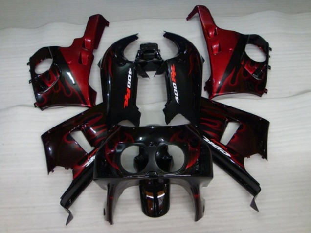 Online Negro Brillante Rojo Llama Carenado Moto Honda CBR400RR NC29 1990-1999