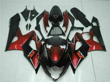 Online Rojo Negro Brillante Carenados Moto Suzuki GSXR 1000 2005-2006