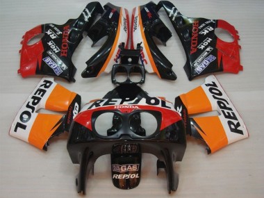 Online Naranja Blanco Rojo Negro Brillante Repsol HRC Carenado Moto Honda CBR400RR NC29 1990-1999