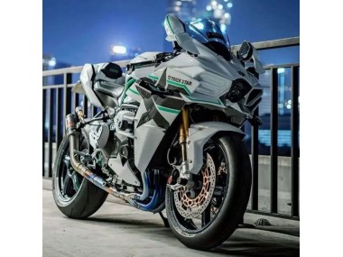 Online Blanco Verde Línea Carenado Moto Kawasaki Ninja H2 2015-2022