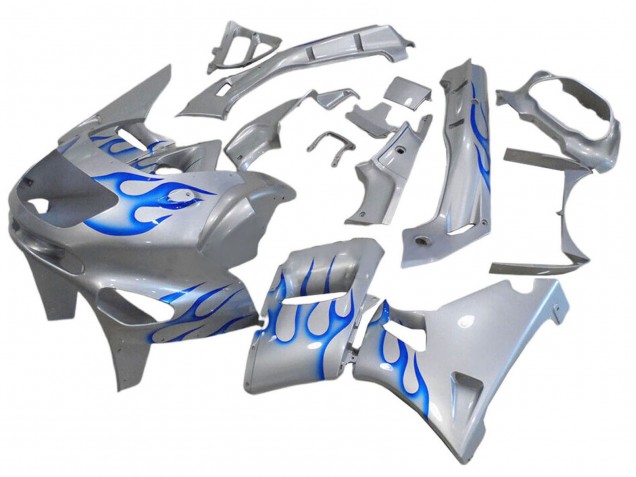 Online Blanco Azul Llama Carenado Moto Kawasaki ZZR600 1998-2003