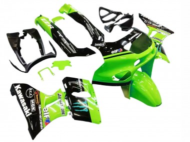Online Verde Negro Brillante Azul Monstruo Elf Touch4 Bridgestone Carenado Moto Kawasaki ZZR400 1993-2007