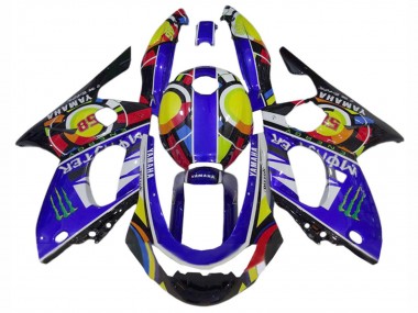 Online Azul Negro Blanco Amarillo Monstruo 46 Carenado Moto Yamaha YZF600R Thundercat 1996-2007