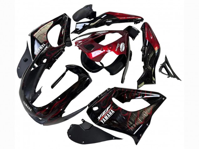 Online Negro Rojo Oscuro Llama Carenado Moto Yamaha YZF 1000R Thunderace 1997-2007