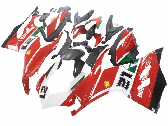 Online Blanco Rojo Verde Negro Mate Corse 21 Carenado Moto Ducati Panigale V2 2020-2024