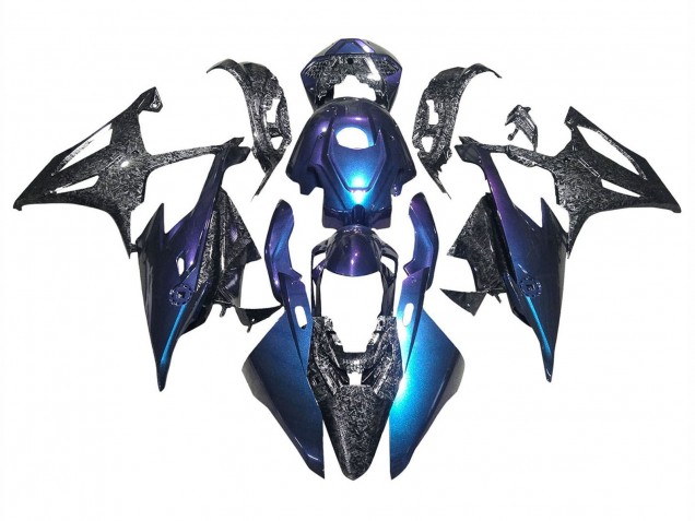 Online Gradiente Azul Púrpura Falsificado FibraCarbono Carenado Moto BMW S1000RR 2019-2022