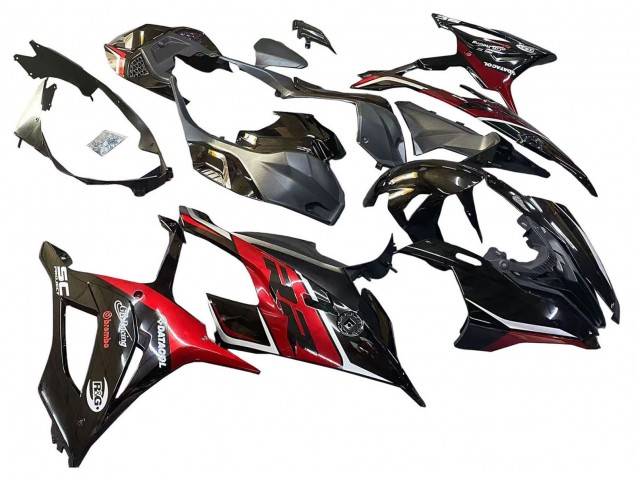 Online Negro Rojo Oscuro Carenado Moto BMW S1000RR 2019-2022