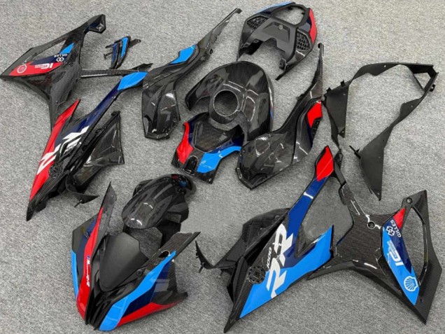 Online Negro Azul Rojo FibraCarbono Carenado Moto BMW S1000RR 2019-2022
