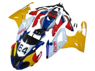 Online Amarillo Blanco Rojo Azul Fiamm 64 Carenado Moto BMW S1000RR 2017-2018