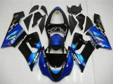 Online Azul Negro Brillante Elf Carenado Moto Kawasaki ZX6R 2005-2006
