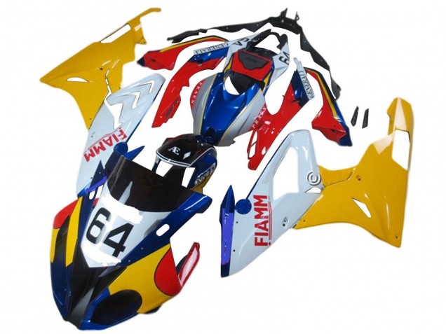 Online Amarillo Blanco Azul Fiamm 64 Carenado Moto BMW S1000RR 2015-2016