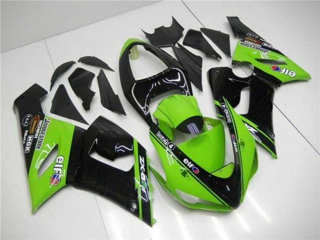 Online Verde Negro Brillante Elf Carenado Moto Kawasaki ZX6R 2005-2006
