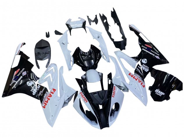 Online Blanco Negro Brillante Fiamm Carenado Moto BMW S1000RR 2015-2016