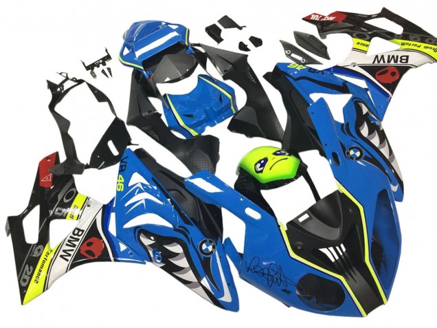 Online Azul Amarillo Rojo Negro Tiburón VR 46 Carenado Moto BMW S1000RR 2009-2014