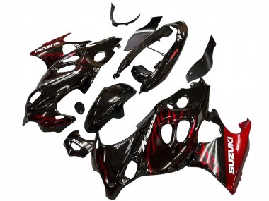 Online Negro Brillante Rojo Llama Carenado Moto Suzuki GSX600F/GSX750F 2004-2006