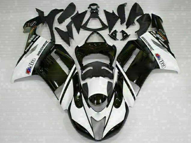 Online Negro Blanco Carenado Moto Kawasaki ZX6R 2007-2008
