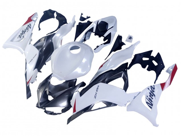 Online Blanco Perla Negro Rojo Carenado Moto Kawasaki ZX6R 2023-2025
