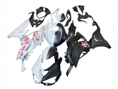 Online Negro Blanco Flower Carenado Moto Kawasaki ZX6R 2023-2025