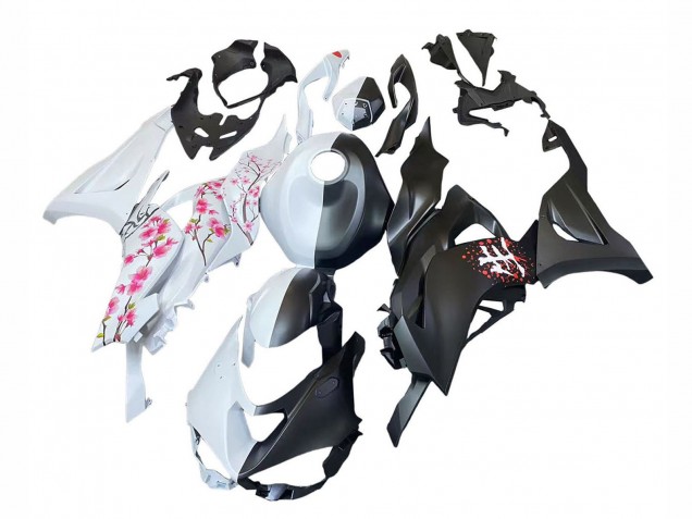 Online Negro Blanco Flower Carenado Moto Kawasaki ZX6R 2023-2025