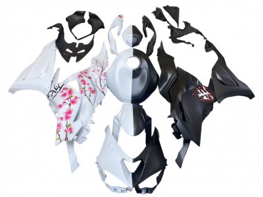 Online Negro Blanco Flower Carenado Moto Kawasaki ZX6R 2023-2025