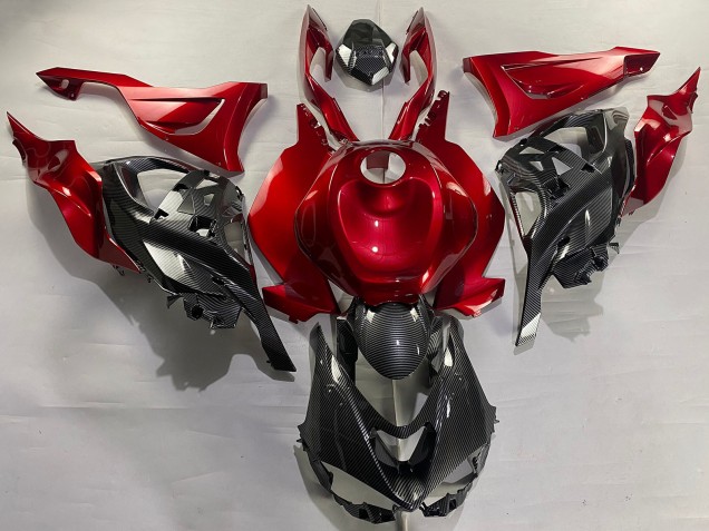 Online Rojo FibraCarbono Carenado Moto Kawasaki ZX6R 2023-2025