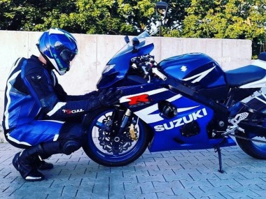 Online Blanco Azul Negro Rojo Kits Carenados Moto Suzuki GSXR 600 / GSXR 750 2004-2005